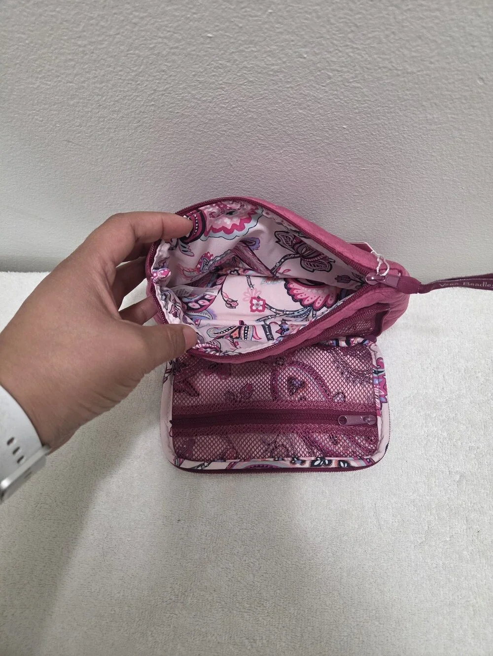 Vera Bradley Majestic Magenta Compact Organizer Quilted Velvet Makeup Bag